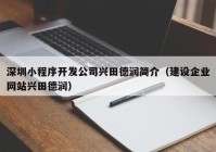 深圳小程序开发公司兴田德润简介（建设企业网站兴田德润）