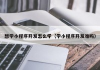 想学小程序开发怎么学（学小程序开发难吗）