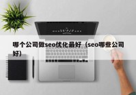 哪个公司做seo优化最好（seo哪些公司好）