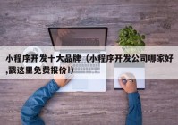 小程序开发十大品牌（小程序开发公司哪家好,戳这里免费报价!）