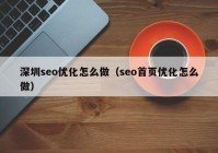 深圳seo优化怎么做（seo首页优化怎么做）